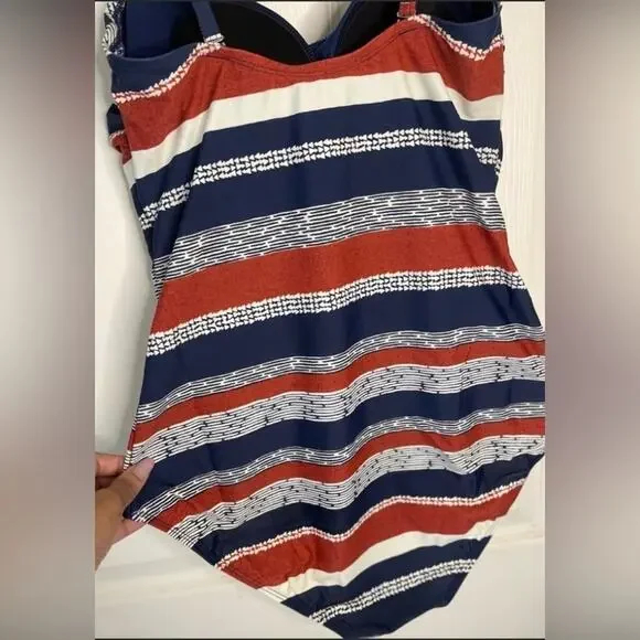 Seekers One-Piece UPF Striped Swimsuit size 12 - Picture 4 of 8